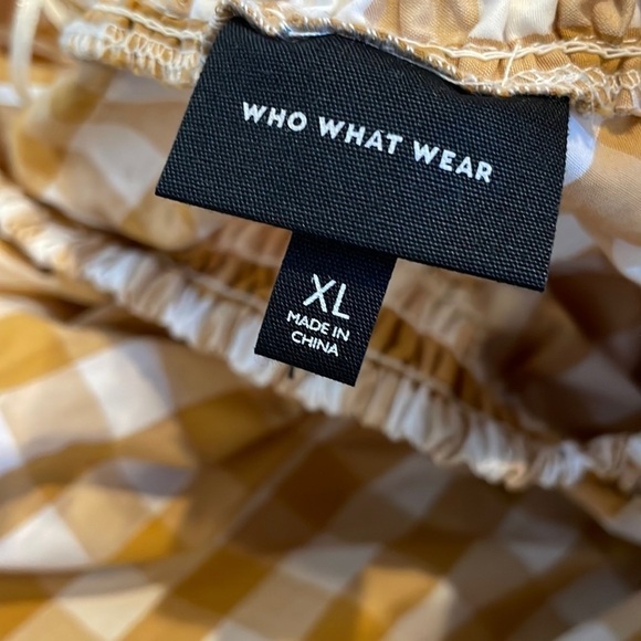 NEW NWT Who What Wear Gingham Asymmetrical Mustard Midi Dress size XL - Picture 4 of 5
